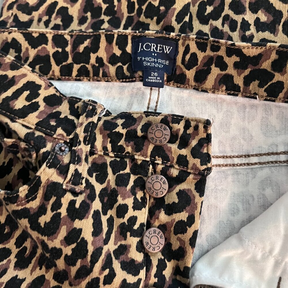 J Crew Women 9" Hight Rise Skinny Jeans Cheetah Animal Print - Picture 5 of 7